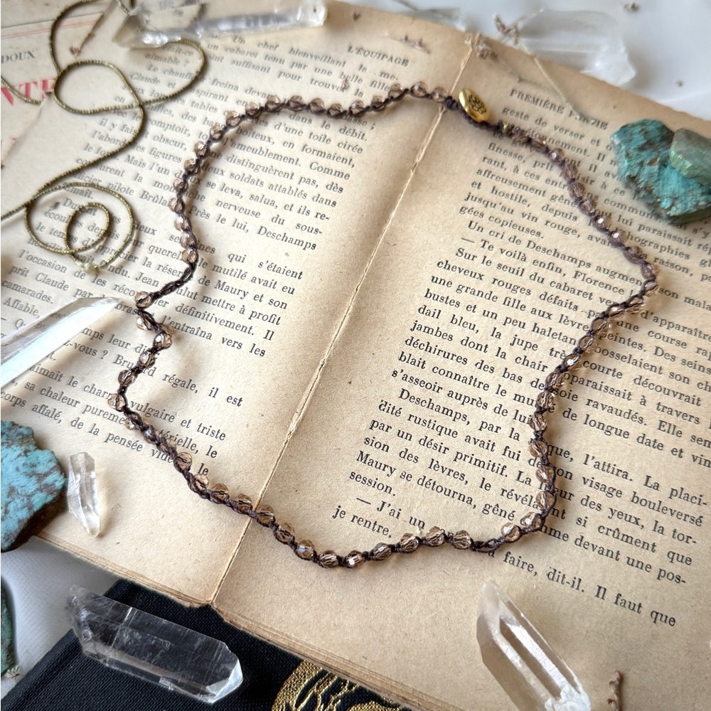 Artisan Handmade Macrame Crystal Gemstone Choker Wrap Bracelet